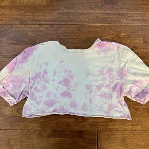 Pink and White Tie-Dye Women's Top